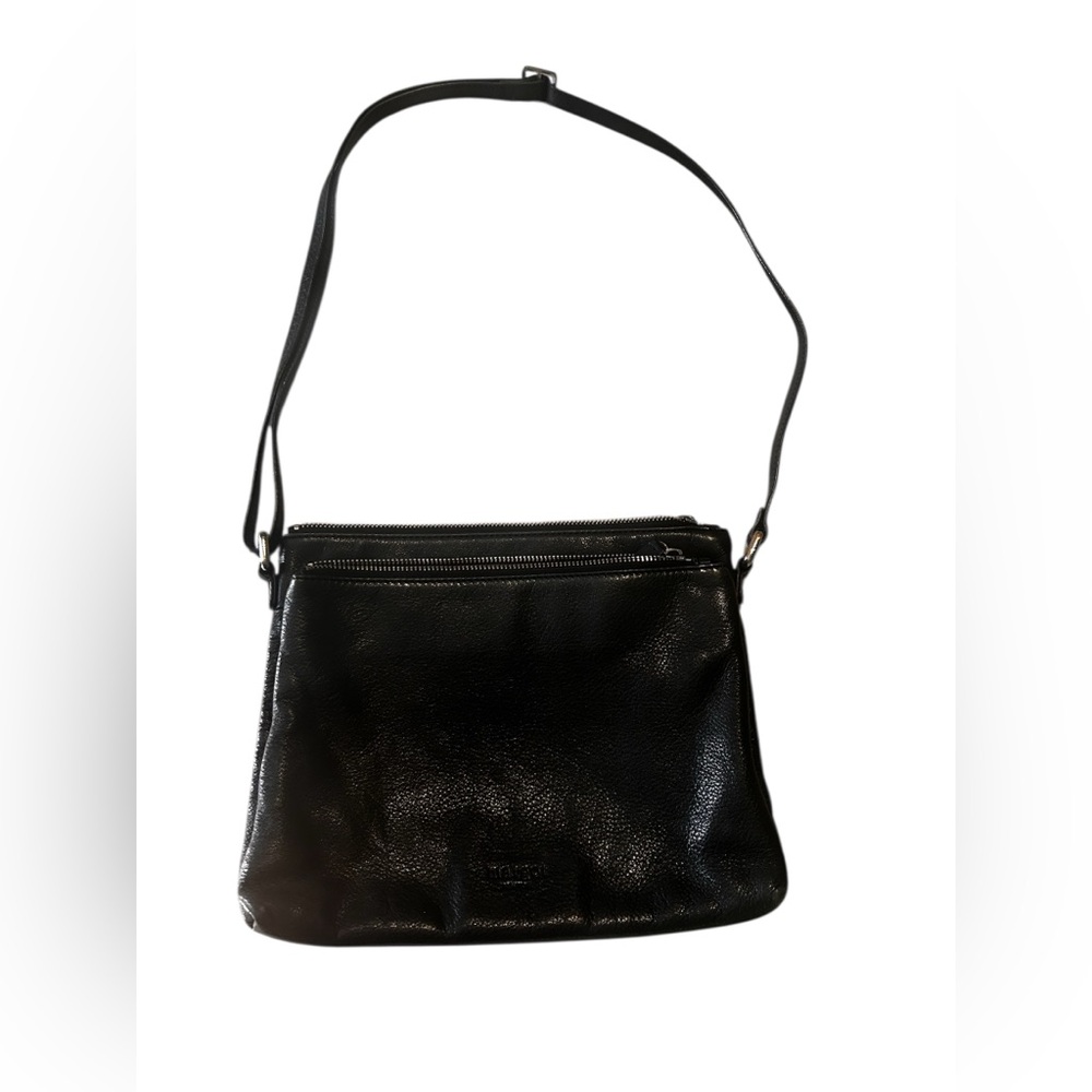 Margot New York Black Leather crossbody Bag zip close minimalist quiet luxury